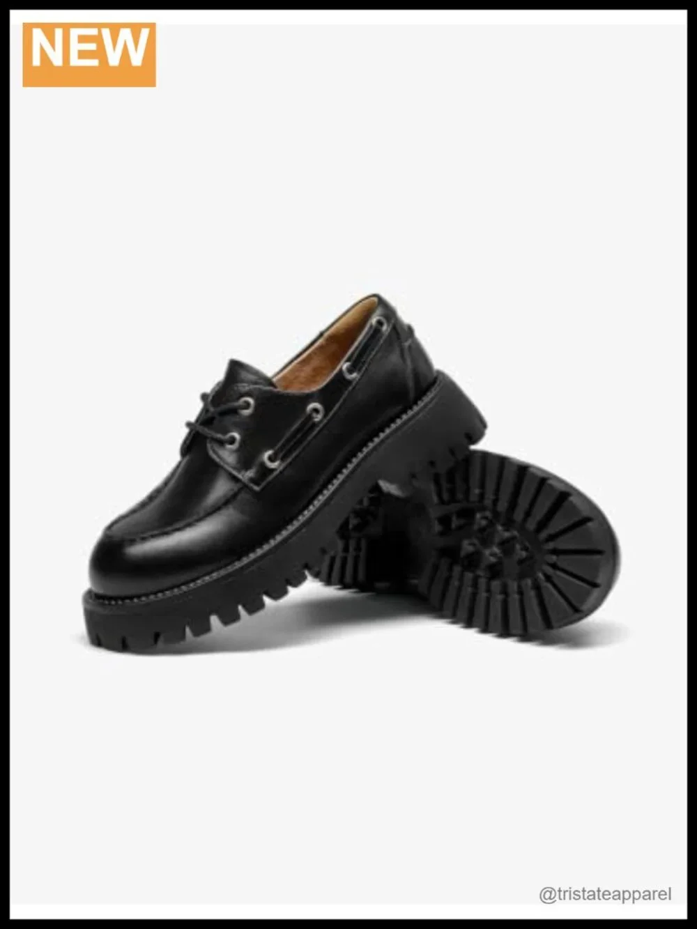 Genuine Leather Platform Oxfords Wingtip Chunky Lug Sole Lace Up Business Casual